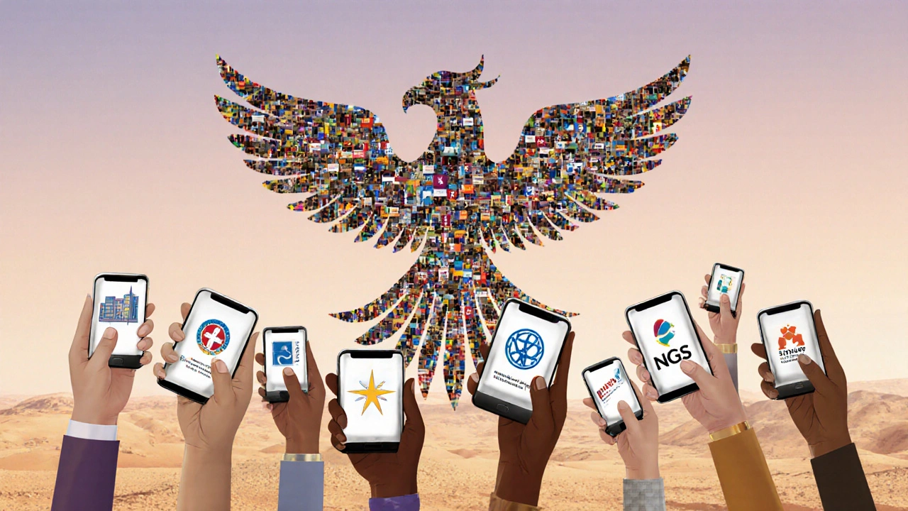 Mosaic of hands forming a phoenix, representing women&#039;s diverse contributions in Dubai.